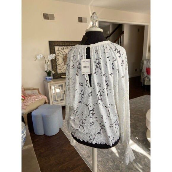 Free People Cream Lace Long Sleeve Shirt (NWT) SIZE MEDIUM - Picture 3 of 5